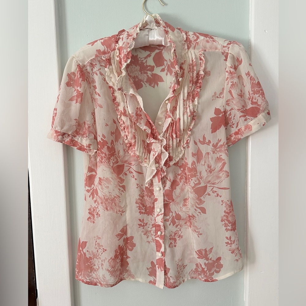 apt 9 brand women’s button up blouse, sheer, size medium #0045